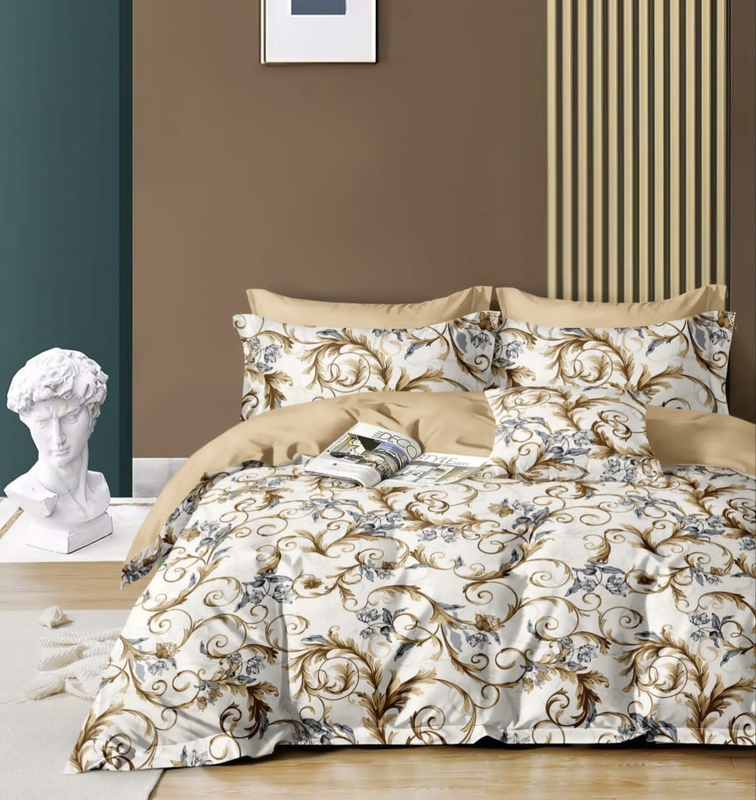 UPNEJA V HANDLOOM Printed Fitted (Elastic) Double Bedsheet with two pillow cover ( 78"X72") Pack of 2