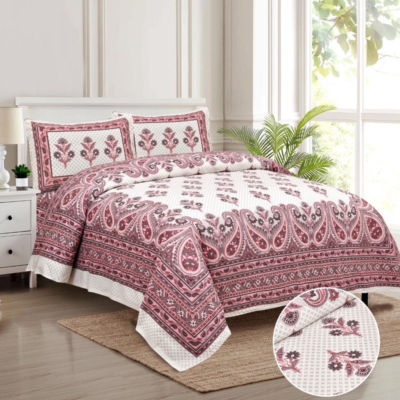 King Size Bedsheet. 100x108 inch approx. 1 Bedsheet 2 Pillow Covers.