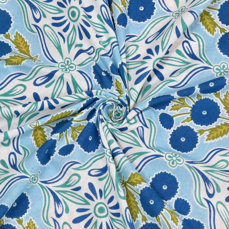  Premium 100% Cotton King Size Bedsheet with 2 Pillow covers 300 TC - 90 x 108 Inches - oriental Blue